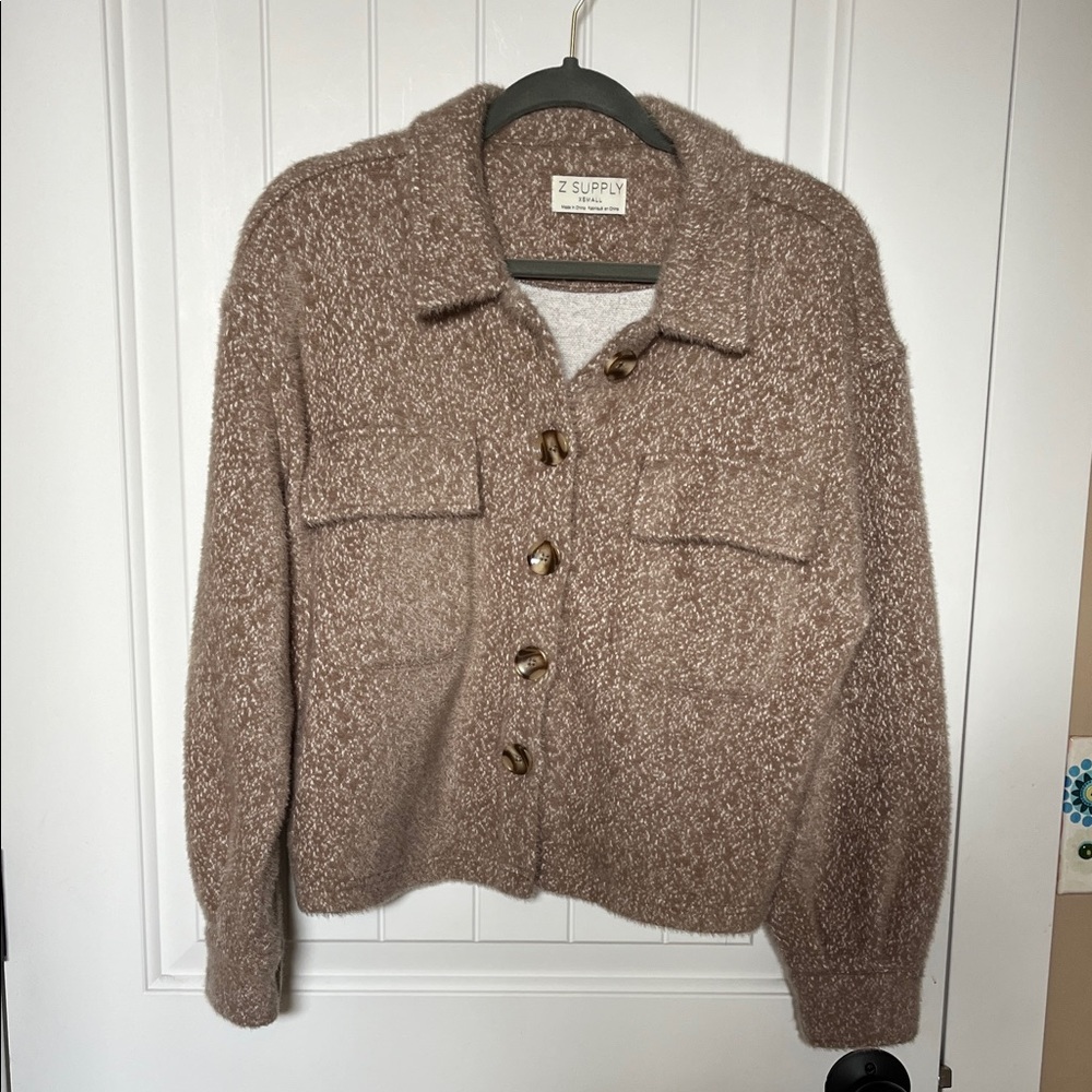 Z Supply Women's Cozy Brown Teddy Jacket